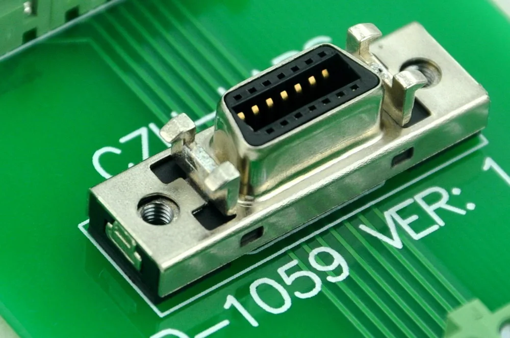 DIN Rail Mount 14-pin 0.05" Mini D Ribbon/MDR Female Interface Module, SCSI.