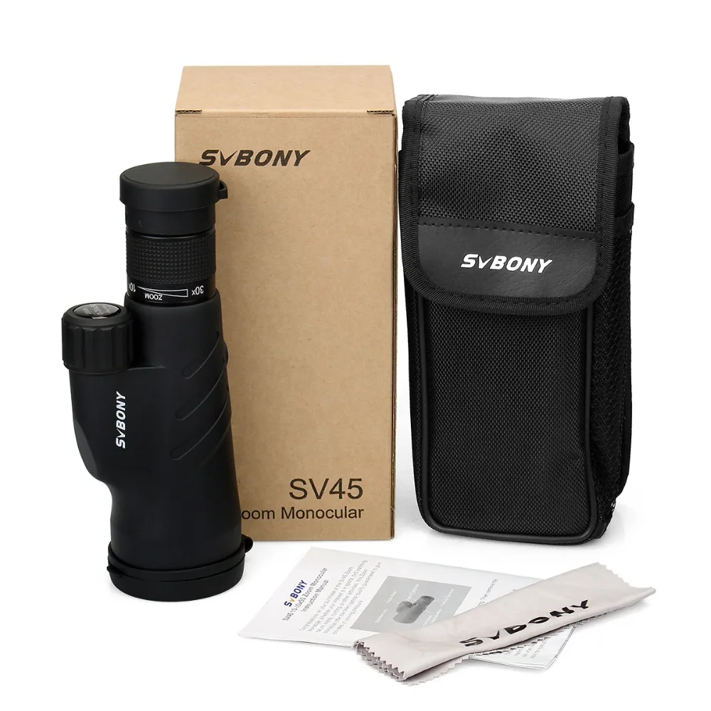 Svbony 10-30x50 zoom monóculos bak4 prisma fmc ipx7 à prova dwaterproof água alta ampliação telescópio sv45 binóculos equipamentos de acampamento