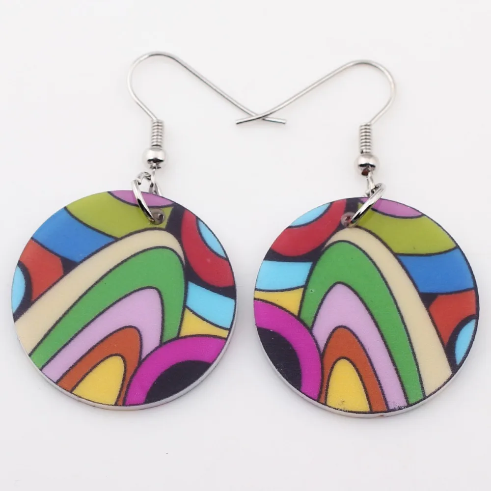 

Bonsny drop multicolour circle earrings acrylic dangle 2015 news spring summer girls woman fashion jewelry accessories