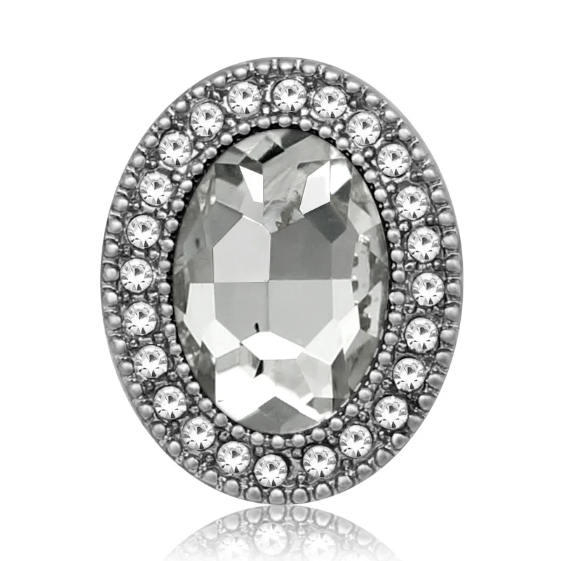 KZ3438 New Beauty Rhinestone Oval Faceted Crystal 18mm snap buttons colorful fit 18mm snap necklace jewelry wholesale Gift