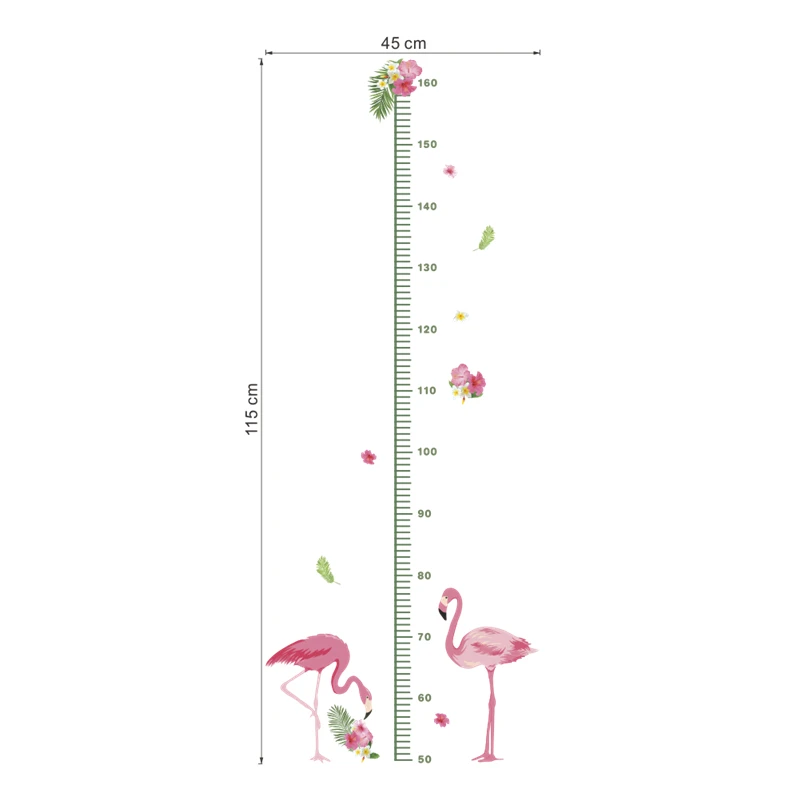 Beautiful Flamingo With Growth Chart Wall Stickers For Kids Room Home Decoration Height Measure Diy Birdl Mural Art Pvc Decals