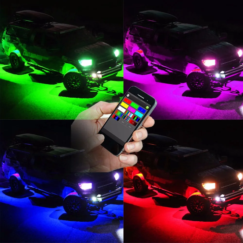 4/6/8/10/12/16 Pods RGB LED Mini Rock Light Bluetooth Wireless Color Changing Under Body Offroad ATV Truck Boat Deck Marine Lamp