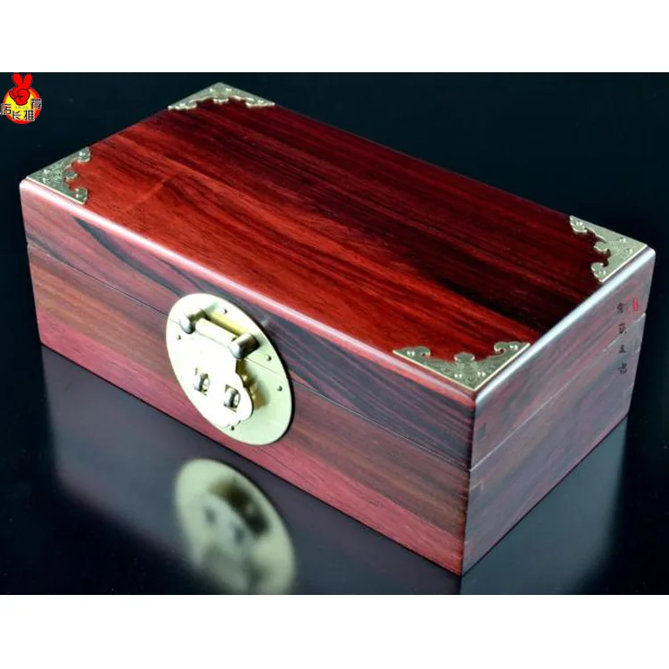 Red sandalwood rosewood jewelry box jewelry chest plain tenon structure of Lushi black rosewood furniture decoration, suitcase