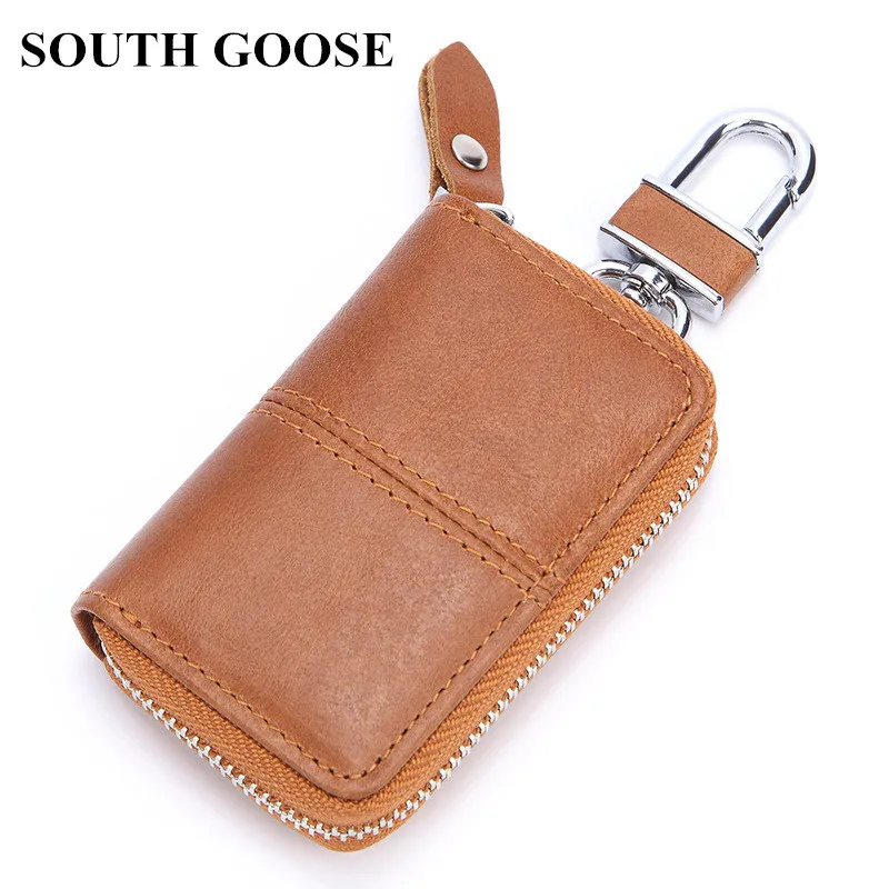 

SOUTH GOOSE Brand New Men Genuine Leather Retro Car Key Holders Housekeeper Multifunctional Home Key Case Women Key Wallet