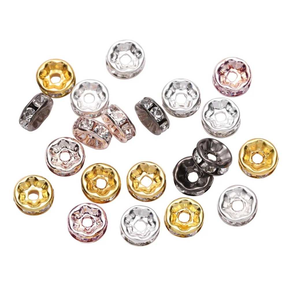 50 sztuk/partia 4 6 8 10mm Multicolor Rhinestone Rondelles kryształowy koralik koraliki dystansowe luzem dla DIY akcesoria do wyrobu biżuterii dostaw