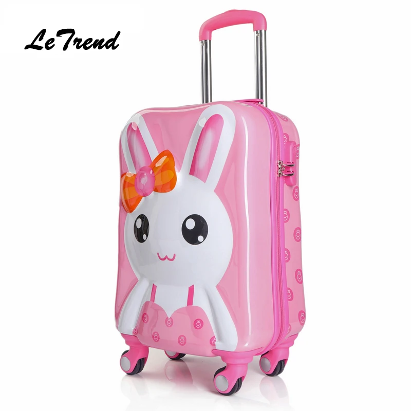 Letrend 3D Cartoon Rolling Luggage Spinner Children Wheel Suitcases Kids Cute Trolley Travel Bag Student Carry On School Bags