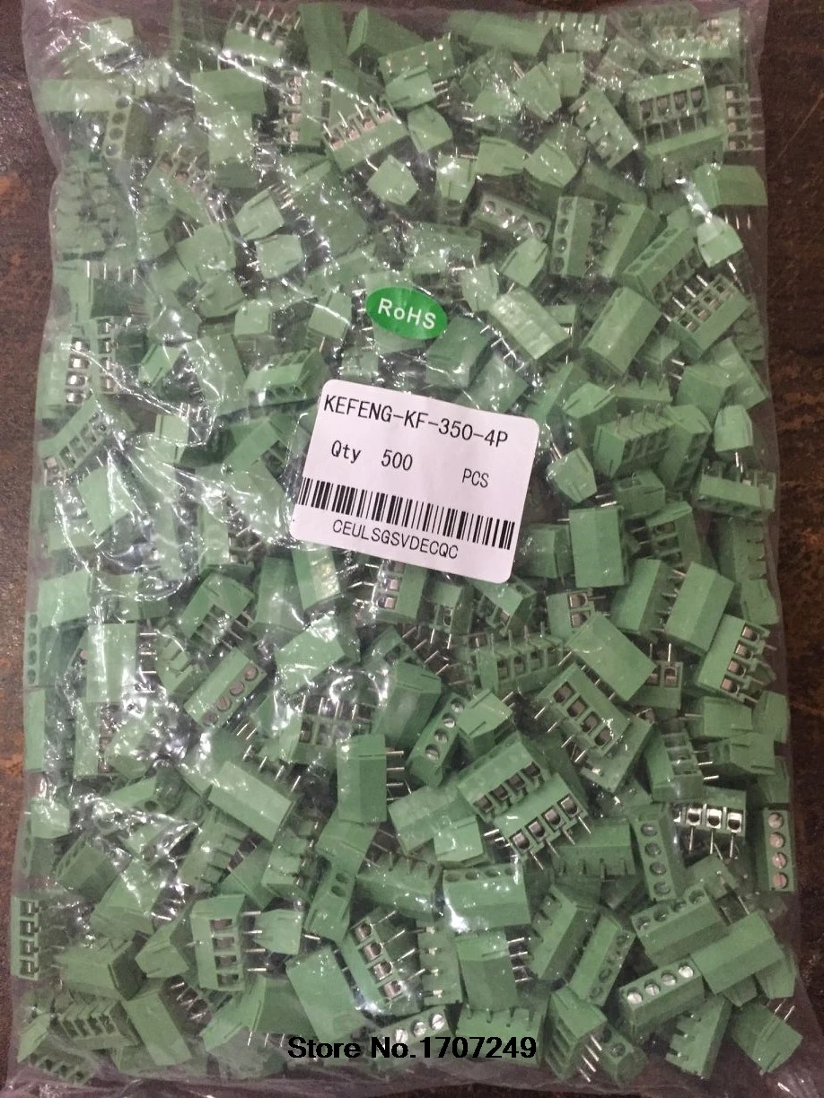 500pcs/lot KEFENG KF350-3.5-4P KF350-4P KF350 4Pin 3.5mm Straight Pin PCB Screw Terminal Block Connector (pitch: 3.5mm) ROHS