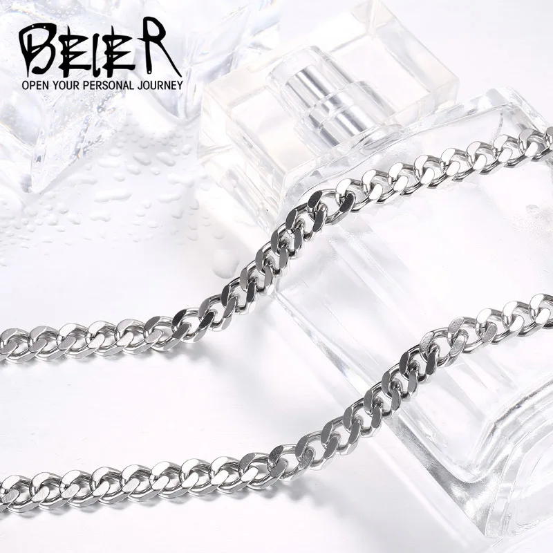 Beier stainless steel necklace top quality high polished  twist 4mm/6mm trendy chain necklace boy man necklace  BN1029