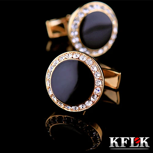 KFLK Luxury shirt HOT cufflink for mens Brand cuff button Crystal cuff link Gold High Quality gemelos abotoaduras Jewelry