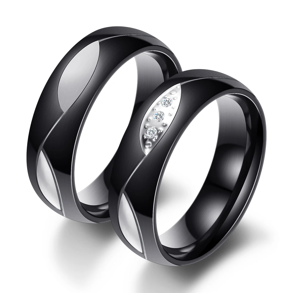 Instagram Mode Valentinstag Geschenk Titan Stahl Micro-Inset 6MM Blatt Paar Edelstahl Ring