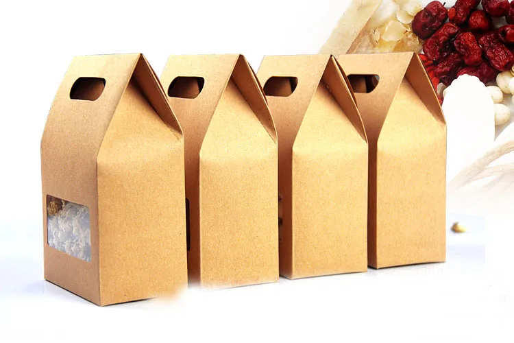 

10*15.5*6 1000pcs stand up brown kraft paper bags boxes recyclable for wedding/Gift/Jewelry/Food/Cookie/Candy Package Paper Box