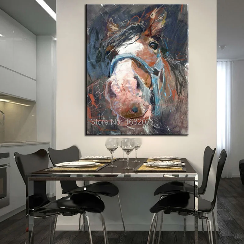 Skills Artist Hand-painted High Quality Modern Funny Horse Oil Painting For Living Room Decoration Funny Donkey Oil Painting