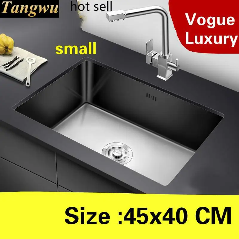 

Free shipping Home kitchen manual sink single trough common wash vegetables 304 stainless steel vogue hot sell 45x40 CM