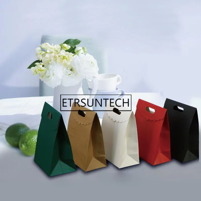 100pcs Japanese-style Envelope Bag Colorful Kraft Paper Bag Small Gift Bag with Handles Flip-cut Jewelry Packing Bag