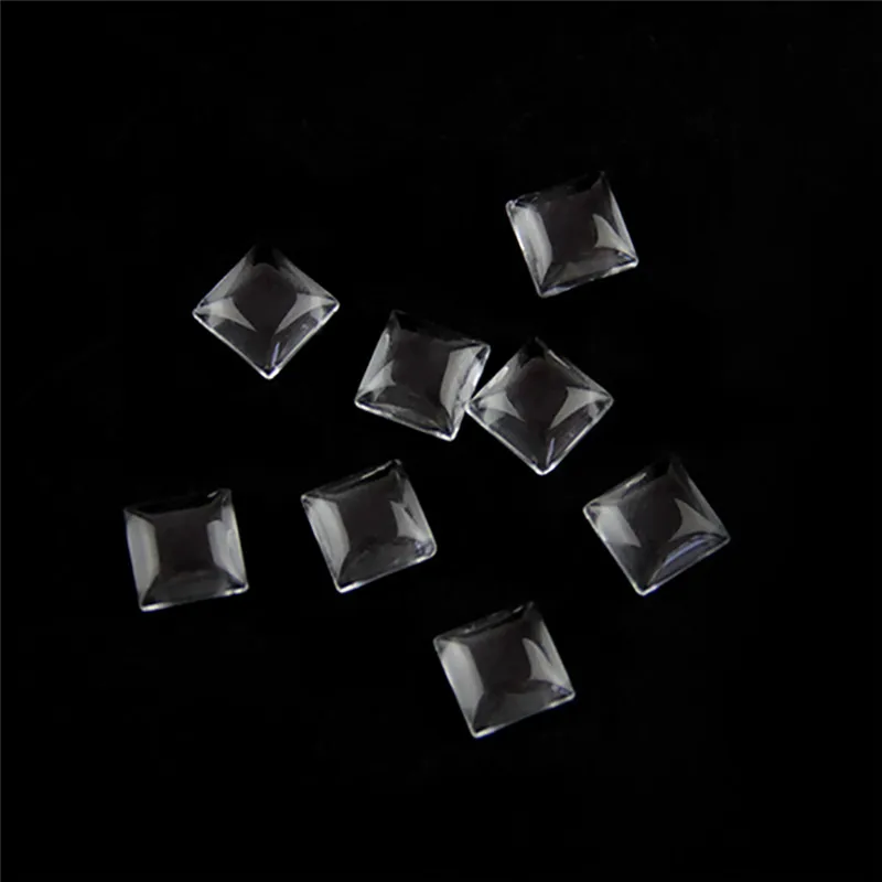 

Square 15mm 100pcs Flat Back Clear Glass Cabochon Transparent Glass Cabochon For DIY Fashion Jewelry Promotion