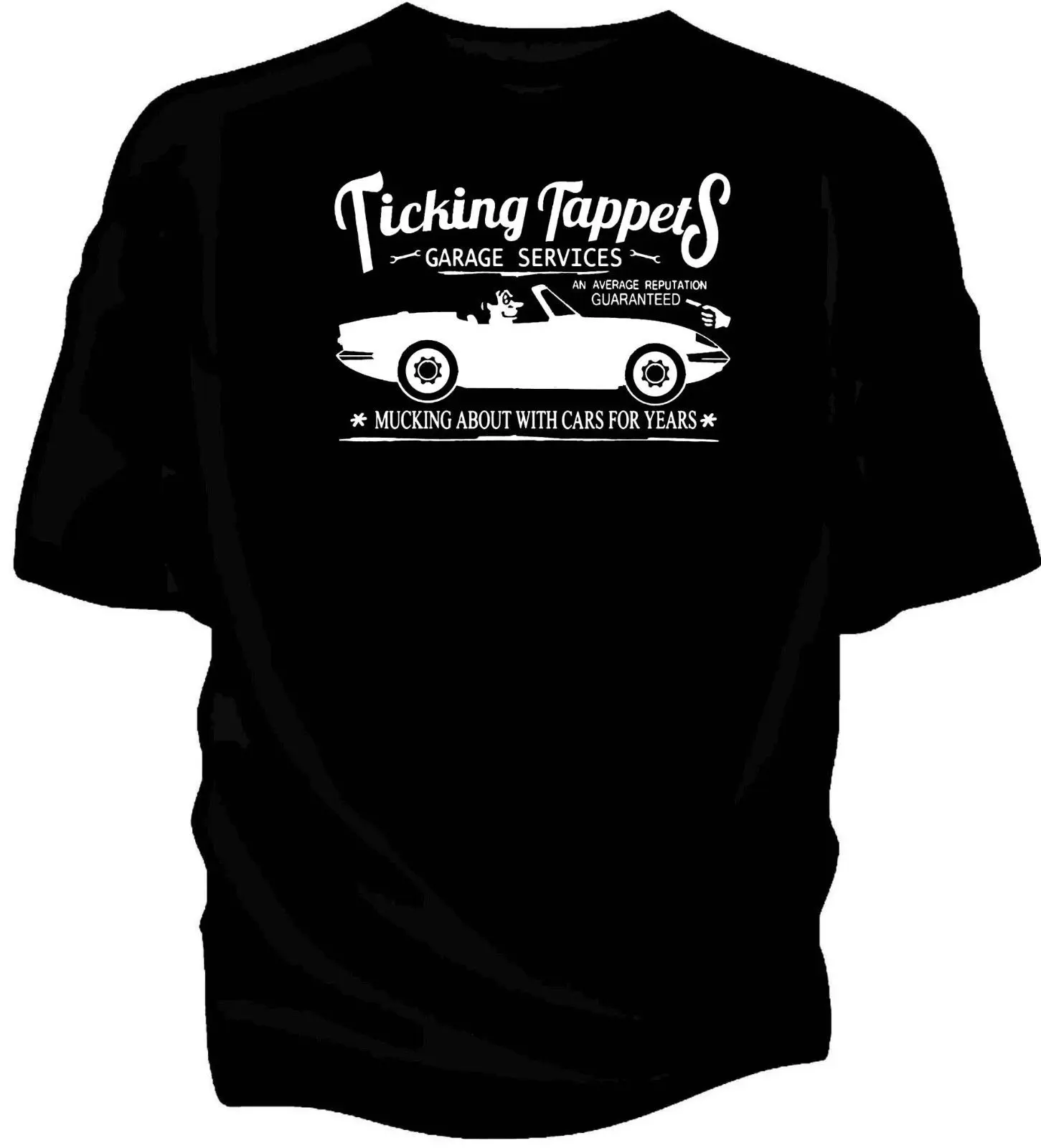 2019 New T-Shirt Short Sleeve 'Ticking Tappets Garage Services' Classic Car Humour British Car Fans Elan Sprint Shirts