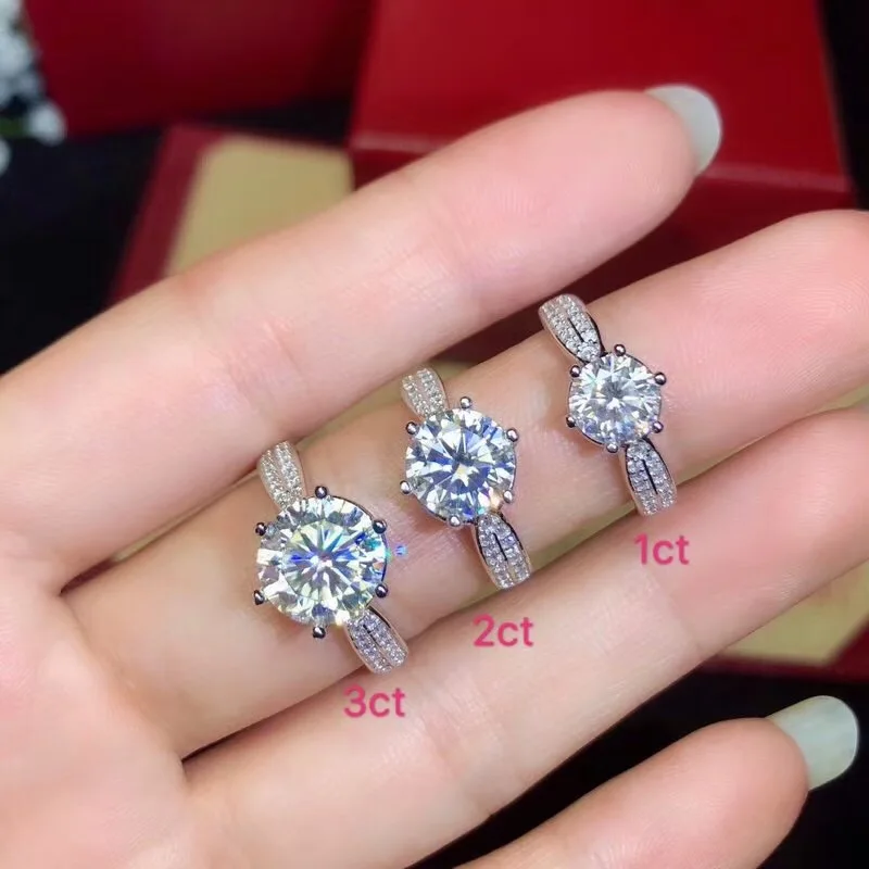 moissanite, Classic style, super hot gems, comparable to diamonds, 1 carat, 2 carats 3ct