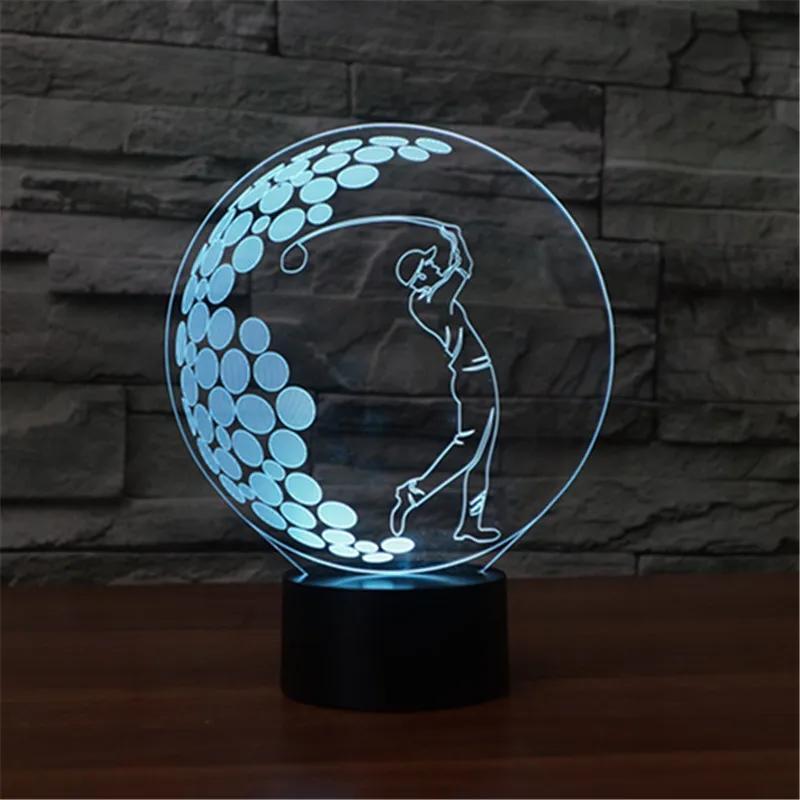 

Free shipping LED toys New golf 3D night lamp seven color touch LED visual lamp gift atmosphere decorative USB Christmas gift