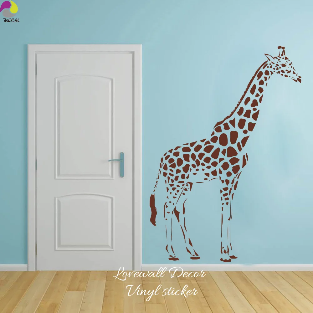 Cartoon giraffe Wall Sticker Baby Nursery Kids Room Cute Large Africa Giraffe Animal Wall Decal Living Room Vinyl Home Decor DIY