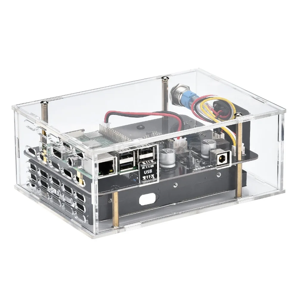 Acrylic Case for X830 V2.0 3.5” SATA HDD Hard Disk Drive Storage Expansion Board for Raspberry Pi 3B+ / 3B / 2B