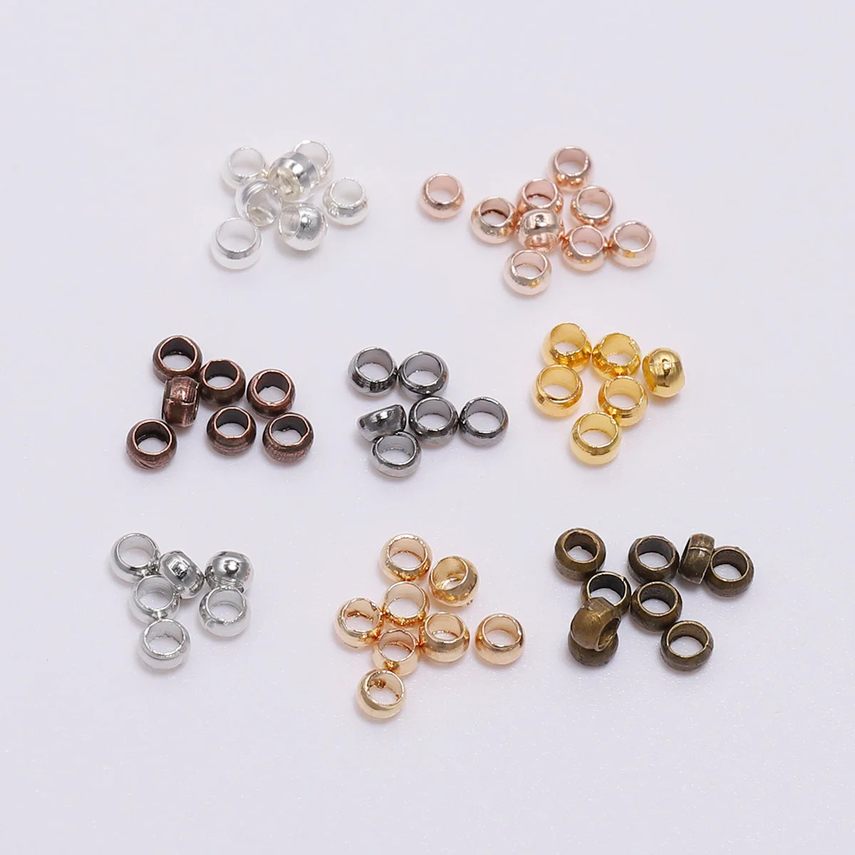 500Pcs/Lot 2/2.5/3mm Gold Color Antique Bronze Ball Plunger Bead Smooth Ball Crimps Beads for Jewelry Making Finding Accessory