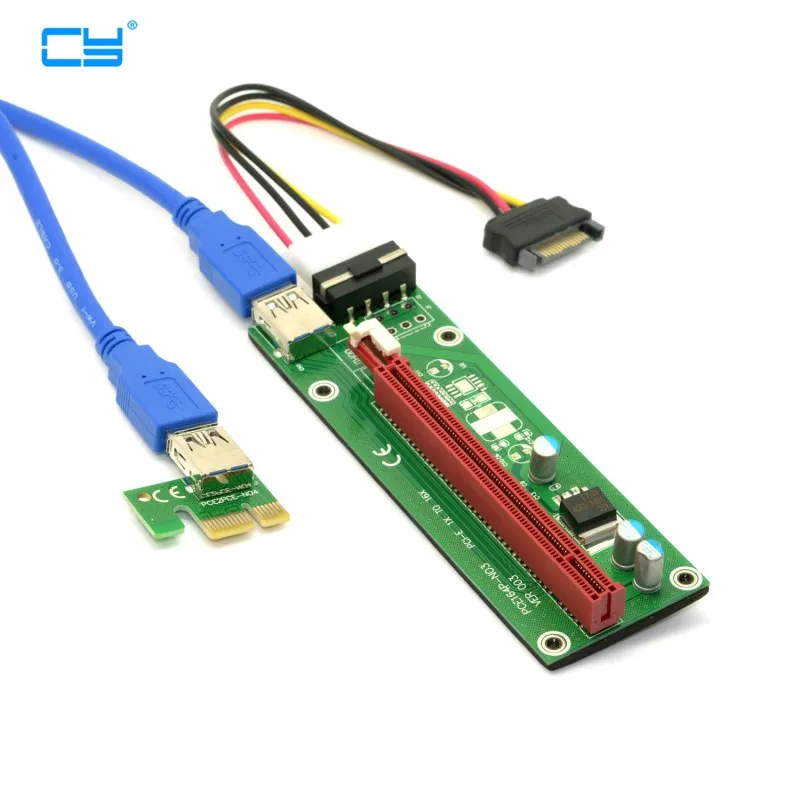 

PCI-E 1x to 16x Mining Machine Enhanced Extender Riser Adapter with USB 3.0 & SATA Power Cable