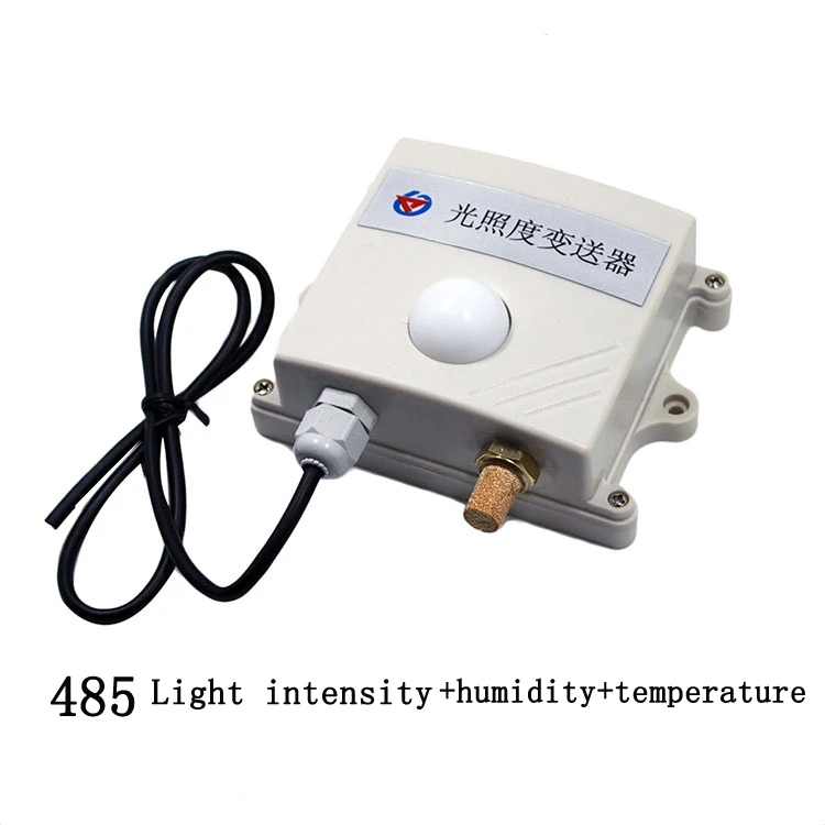 Free shipping 0-200000lux 3in1 light intensity sensor/RS485 modbus protocol Temperature and humidity Transmitter sensor for