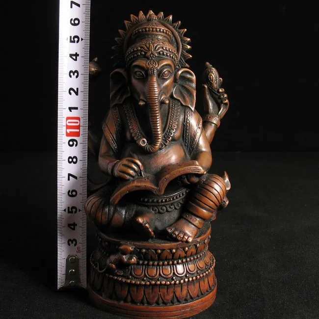 

Buddhism Healing Bronze/Red Elephant Jambhala Buddha Statue 7"H(17cm) copper tools wedding Decoration Brass Bronze