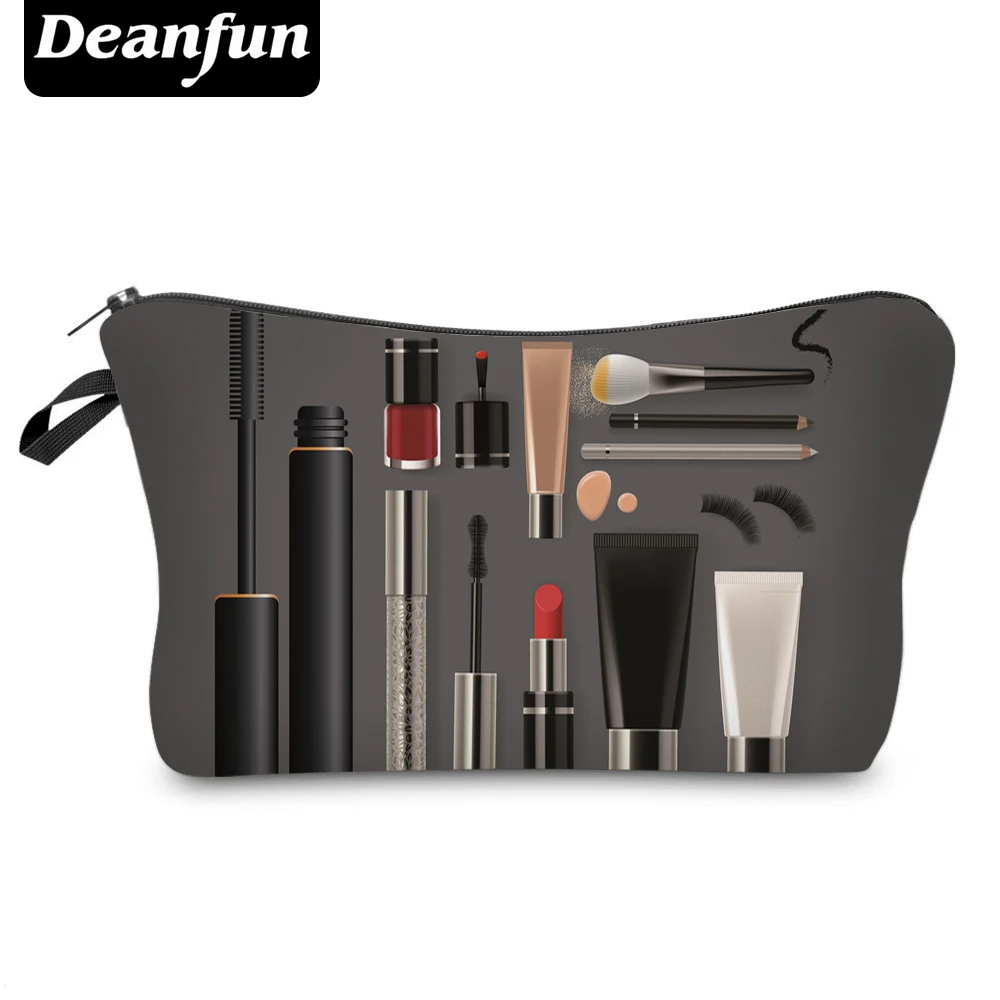 

Deanfun Cosmetic Bag New Fashion Black 3D Printed Zipper Polyester Travel Organizer Necessary Women's Makeup 50752