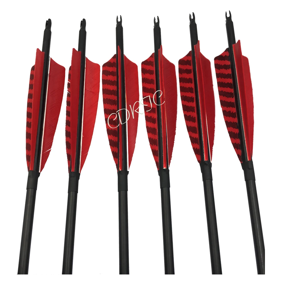 6/12pcs 26/28/30/32inches Carbon Arrows Spine 600 OD 7.8mm With Replace Arrowhead For Compound Bow/Recurve Bow  Hunting Archery