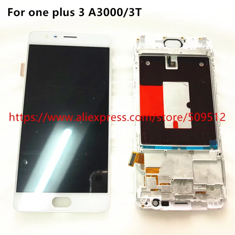 

1/5pcs New for OnePlus 3T LCD Display Touch Screen Digitizer+ Frame Assembly For One plus 3 A3010 A3000 three+ Free Track