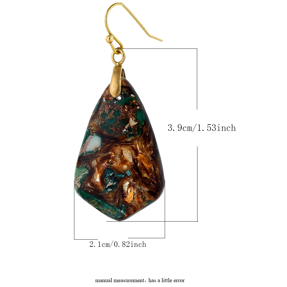 Bohemian Hypoallergenic Inspiration Stylish Ethnic Imperial Jasper Stone Charm Dangling Earrings for women Girl Drop Shipping