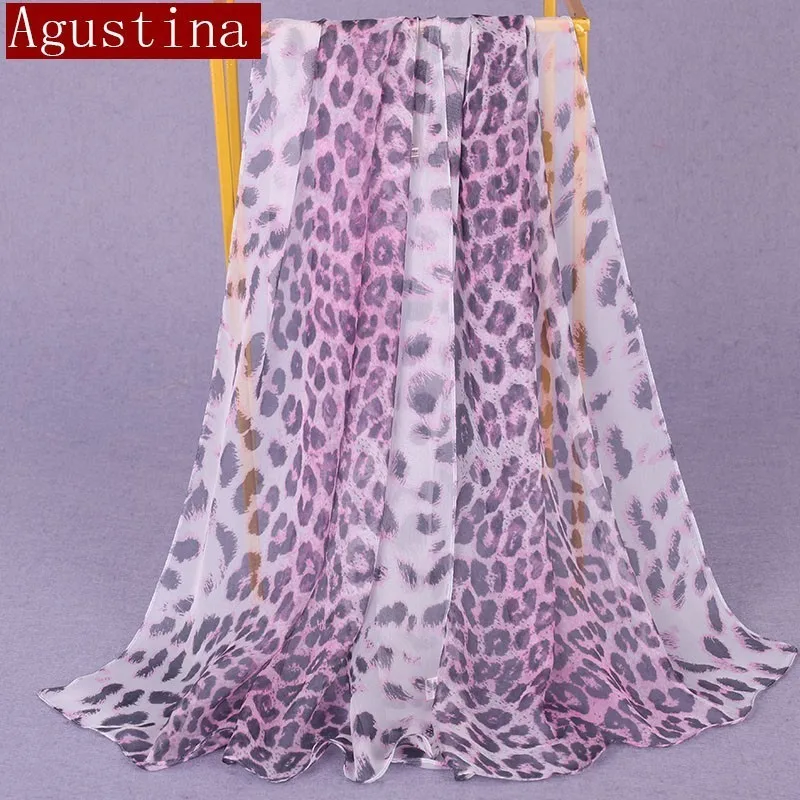 100%silk leopard print scarf Gradient women fashion hijab winter brand thin autumn red long scarfs poncho luxury ladies scarves