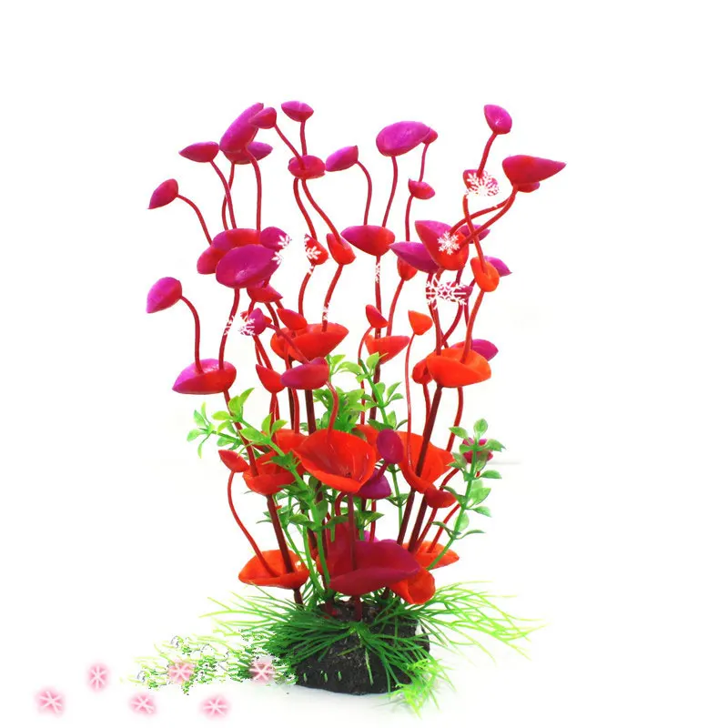 Purple Flower Artificial Fake Plastic Plant Artificial Aquarium Plant Fish Tank Accessories Decoration Ornament Underwater Plant