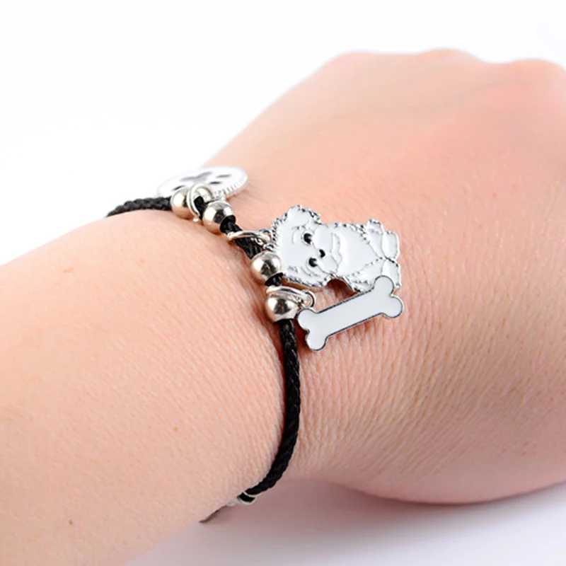 Shih Tzu charm bracelets amp bangles for women girls silver color alloy rope chain pet dog female bracelet bangle bijoux femme