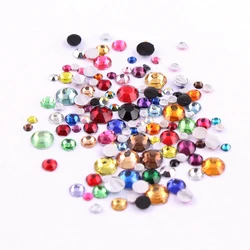 1000pcs  rhinestone resin Mix Color and Size Round Flatback Glue On Stones For DIY Nail Art