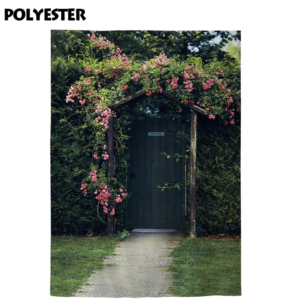 Allenjoy – arrière-plan pour photographie de mariage, jardin, parc, porte de printemps, prairie, arrière-plan romantique pour séance photo, accessoires photo