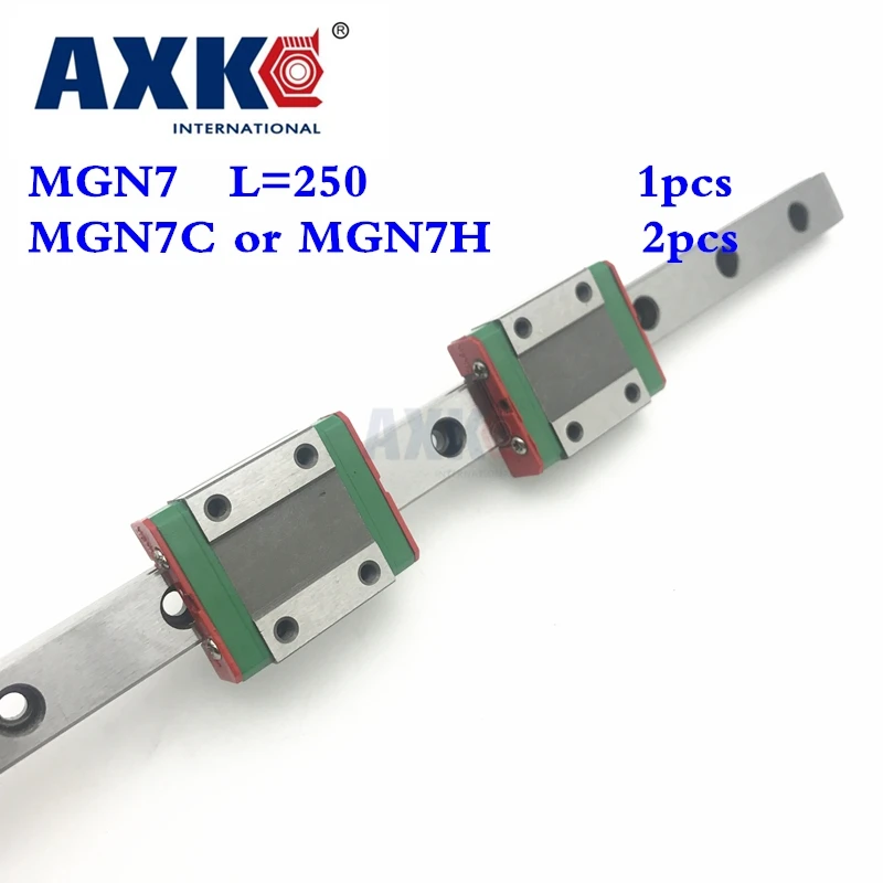 

Steel Ball Bearing Bearing New Miniature Linear Guide Mgn7 L 250mm Guideway + 2pcs Mgn7C or Mgn7H Long Blocks Carriage