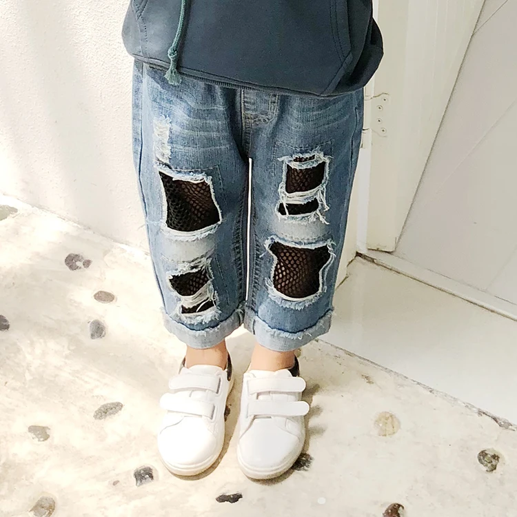 Mädchen Jeans Kinder Junge Hose Frühling Herbst 2023 neue Mode Kinder gebrochenes Loch Hose 3 4 5 7 Jahre Kleinkind Jeans hose