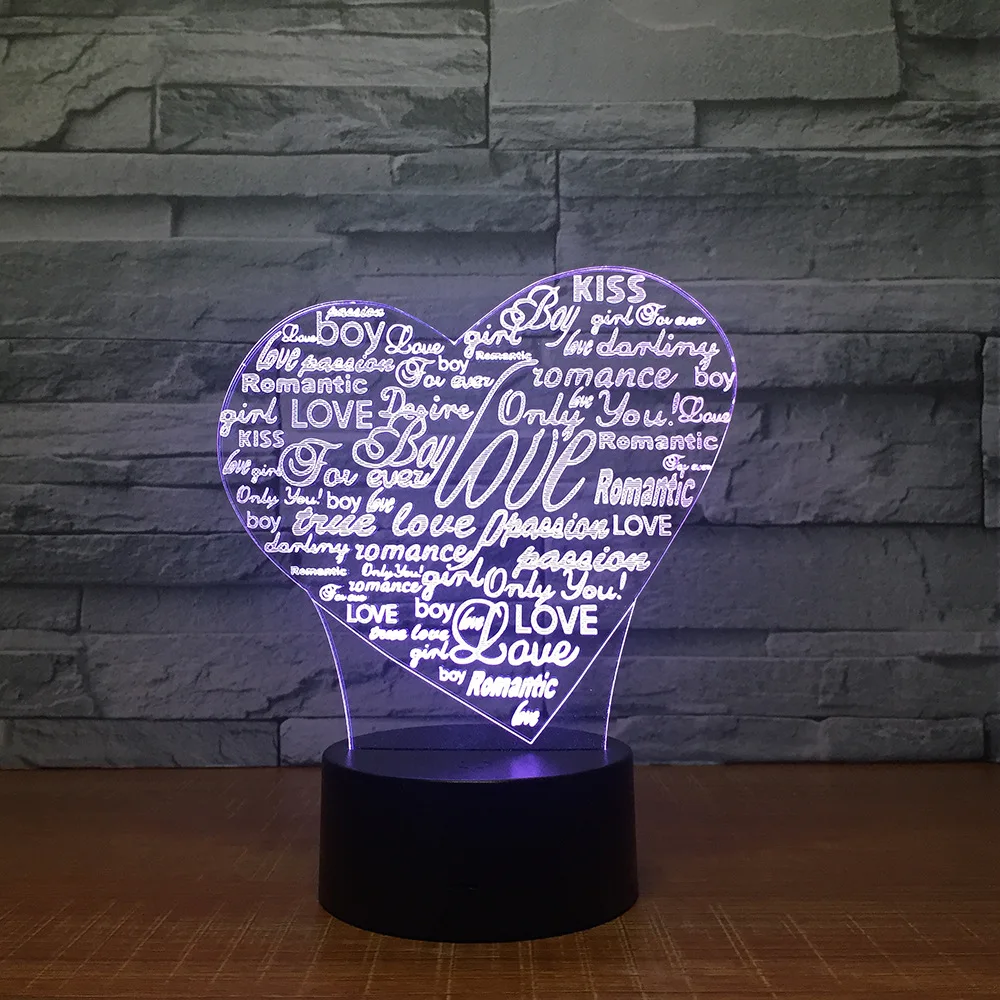 

Love Colorful 3d Small Night Light Creative Letter Touch Led Lamp Home Bedroom Ambient Light Luminaria De Mesa Kids Lamp