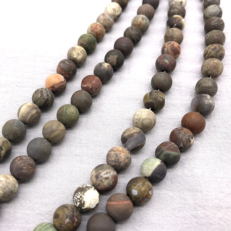 Natural Stone matte Colorful agat loose Round Beads Bracelet 15\