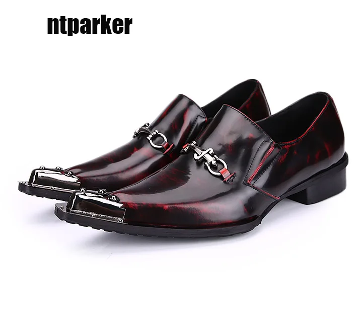 

ntparker Italian Style Handmade Men Shoes Pointed Toe Man's Wedding Shoes Formal Dress Leather Shoes Wine Red, Big Size EU38-46!