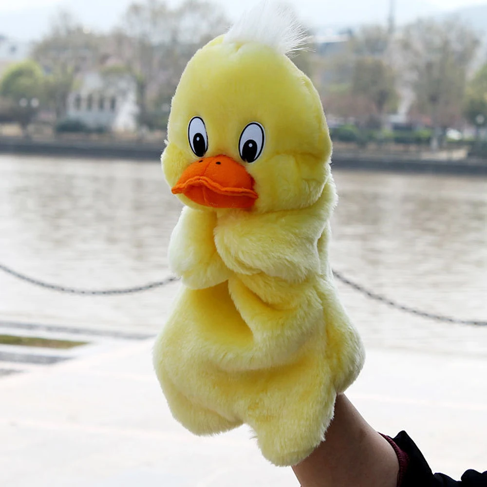 Marioneta de mano de peluche de pato amarillo pequeño para bebé