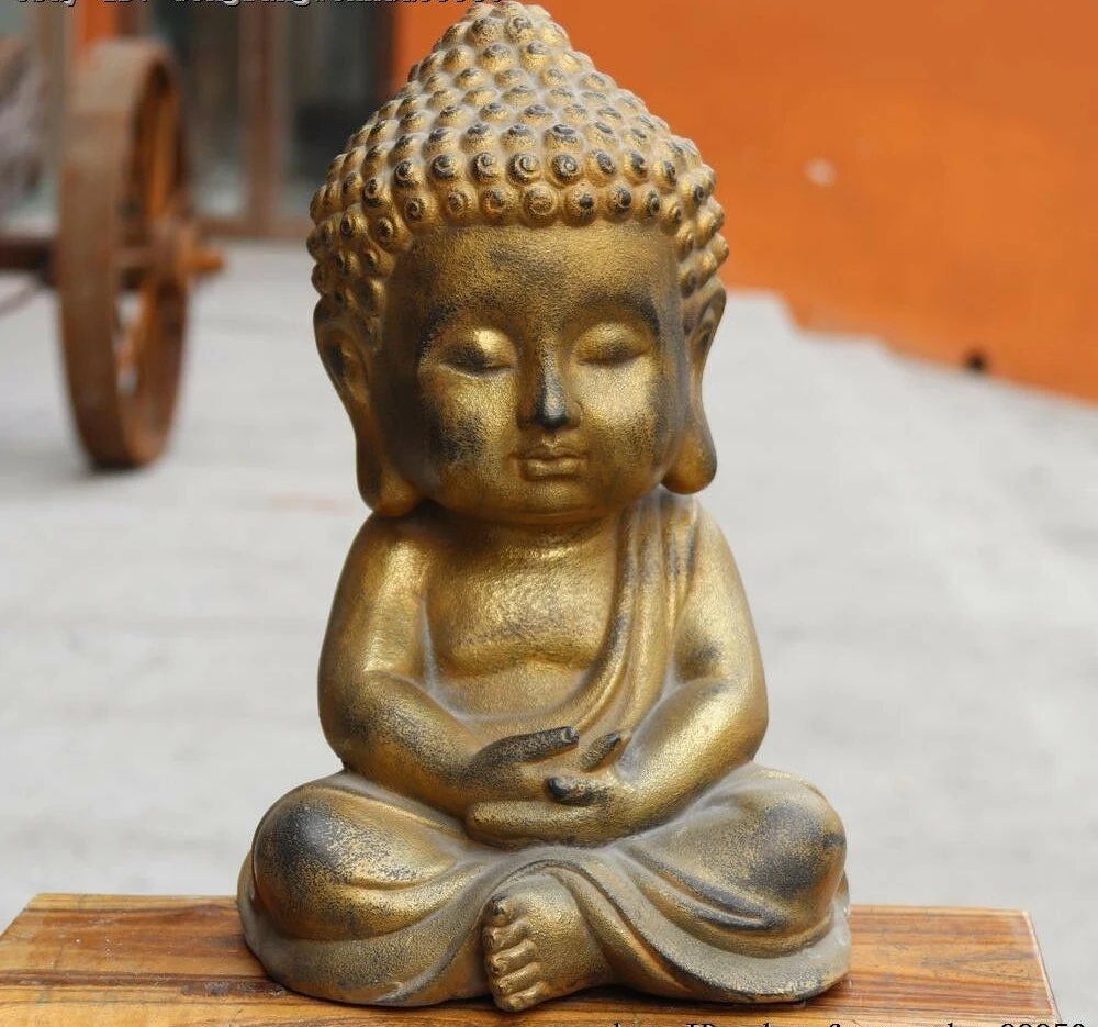 Tibet Buddhism bronze copper Gild Big Head Buddha Sakyamuni Prince Buddha Statue