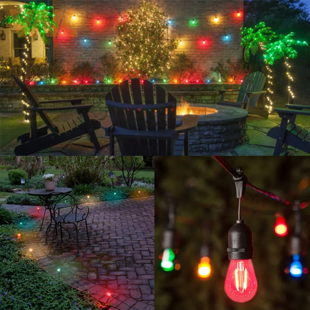 VNL IP65 15M Commercial LED String Lights S14 LED Multicolor Light String Waterproof For Holiday Garland Wedding Lighting