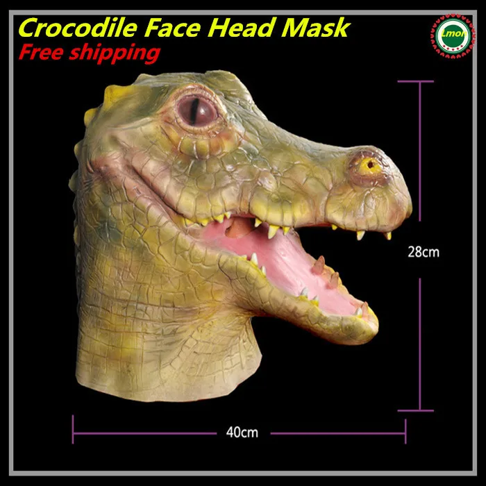 Free shipping High-quality New Adult Cosplay Animal Latex Crocodile Mask Cartoon Crocodile Costume