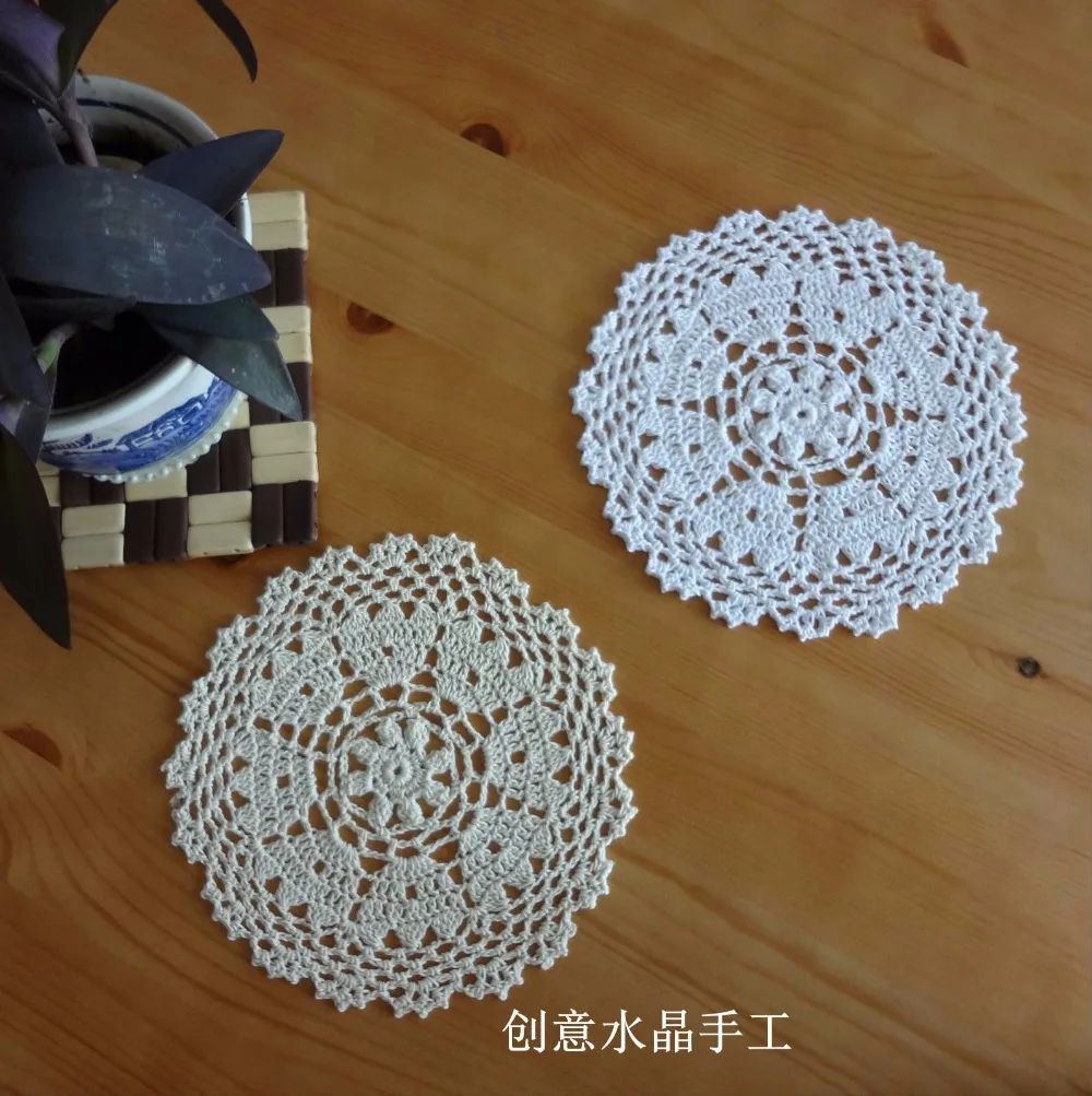 2016 Japan style new arriavl 12 pic/lot 100% natural cotton crochet lace potholder cup pads as table decoration cutout placemat