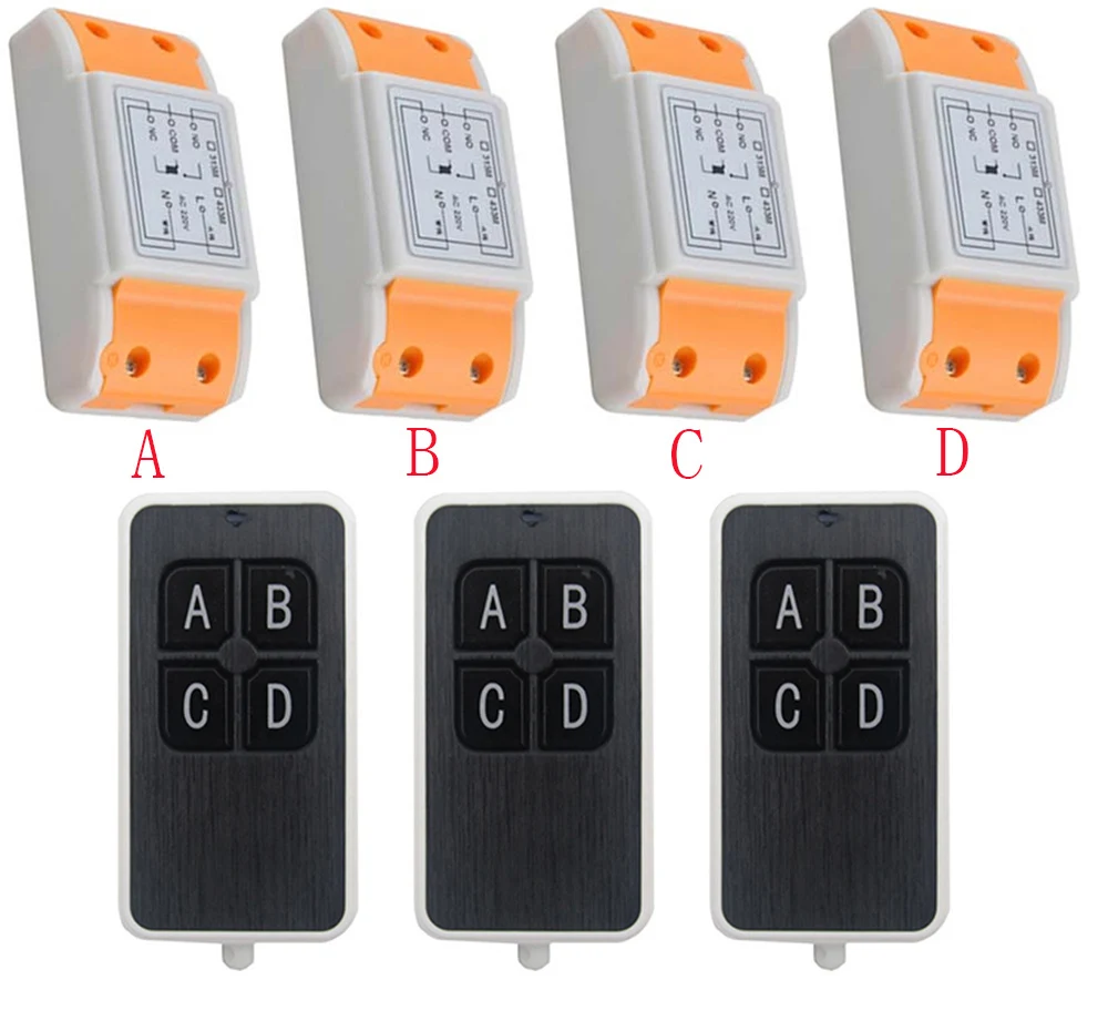 

AC220V 1CH mini wireless remote control switch 4 piece receiver & 3 piece transmitter garage door / window /lamp