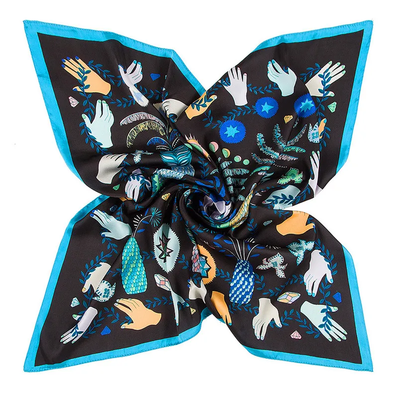 60cm*60cm H Letter Luxury Brand Women Twill Silk Scarf 2023 Horse Pattern Headband Print Scarf New Fashion Small Square Scarves