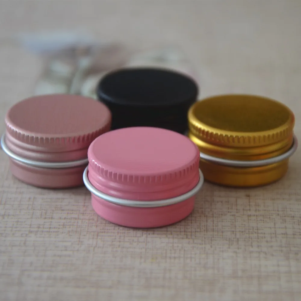 

100pcs 5ml pink gold black silver rose Aluminum Cosmetic Storage Jars 5g metal tin Small Tin Packing Box Makeup Sample Pot